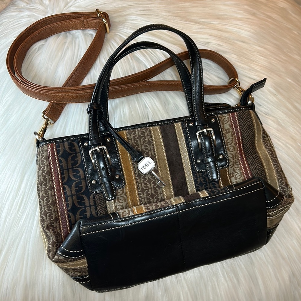 FOSSIL Multi-Color Leather & Canvas Stachel - Women’s Bag -  EUC